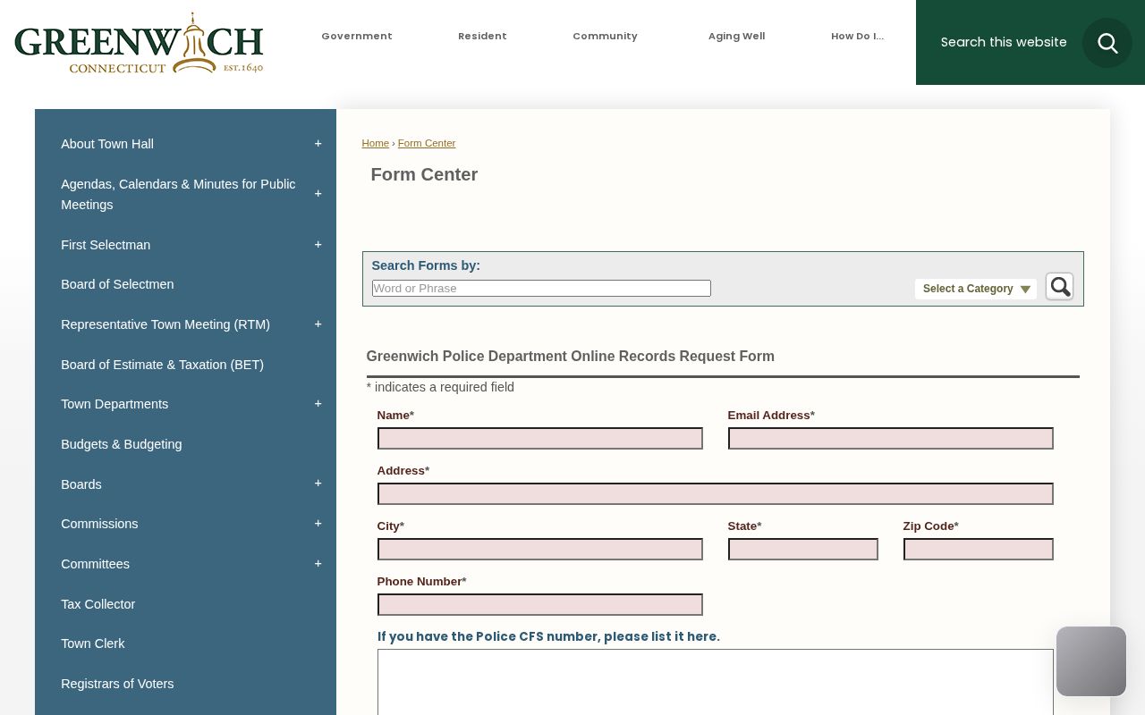 Greenwich County 24 hour release police records request form