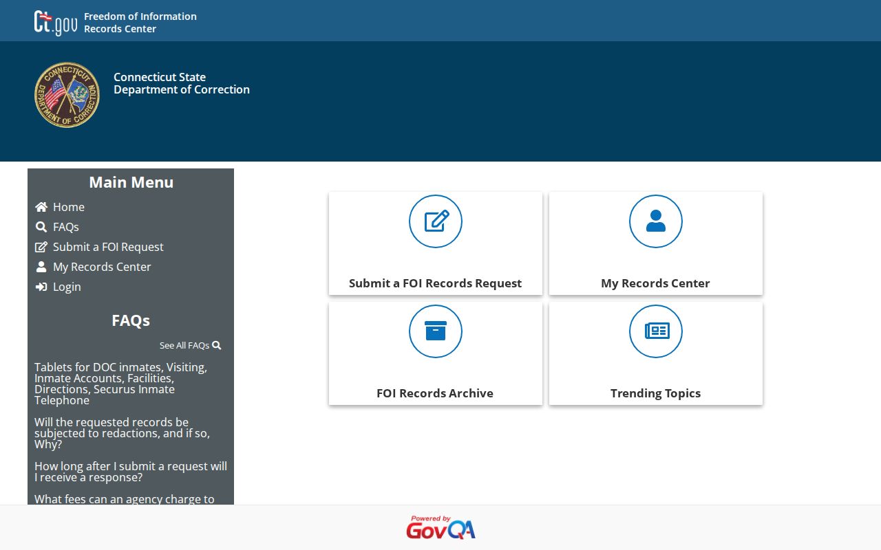 Greenwich County 72 hour release DOC online records request portal
